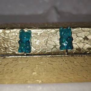 🌻 Blue Gummy Bear Clip On Earrings